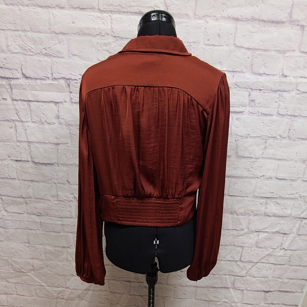 Free People Rich Red Tie-Front Blouse - Picture 3 of 10